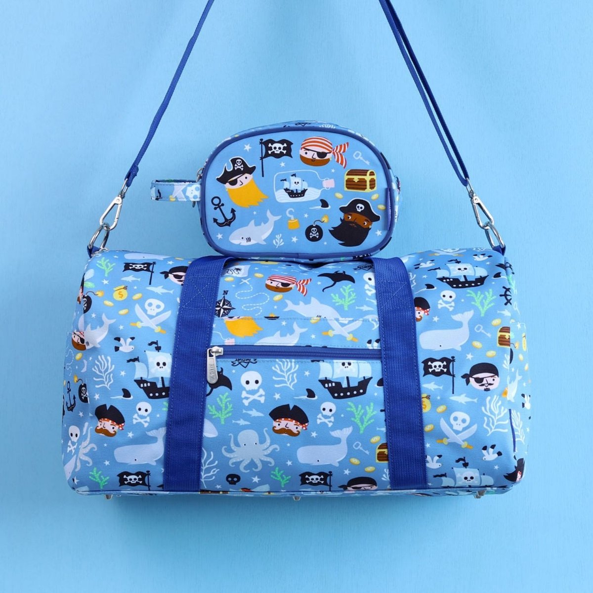 Sac de voyage bleu, noir, jaune, A LITTLE LOVELY COMPANY