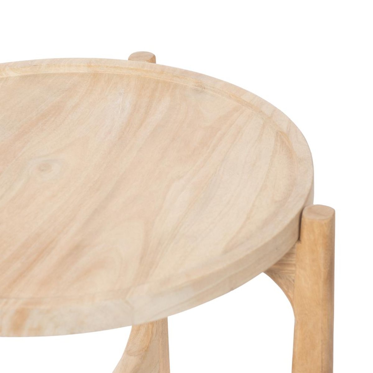 Bout de canapé rond en bois Salomon 50 cm - SALOMON blanc, AMADEUS