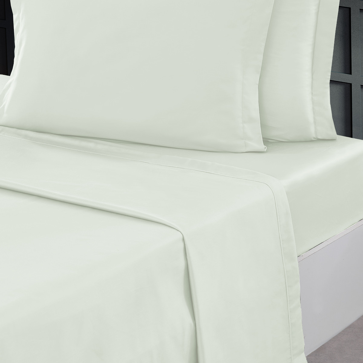 Parure drap plat + 2 taies 50x70 cm SOFT PERCALE ecru, SENSEI MAISON