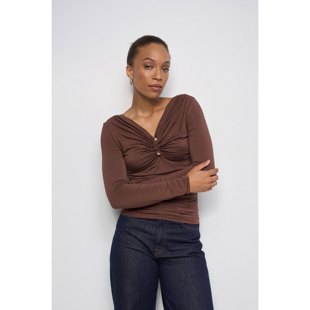 PULL FRONCÉ marron, SALSA JEANS