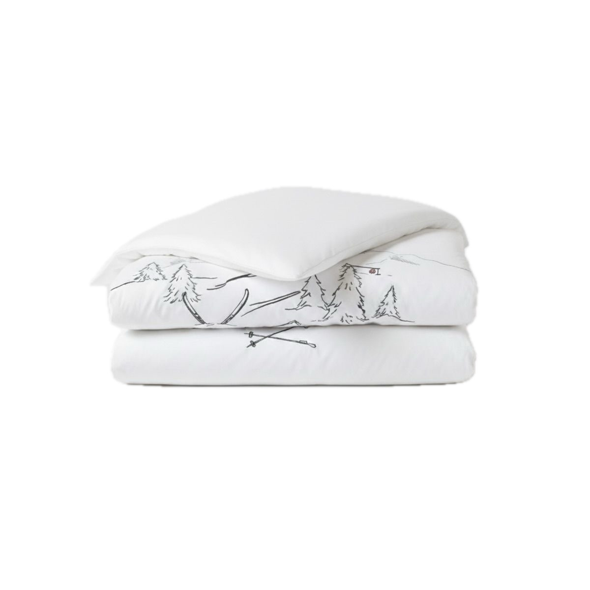 Housse De Couette Percale De Coton Brodée - VOSGES hivernal, TRADITION DES VOSGES