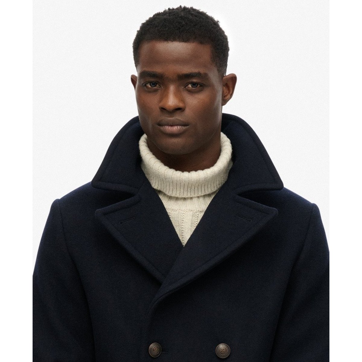 Manteau Long en Laine Mélangée - The Merchant Store bleu marine éclipse, SUPERDRY