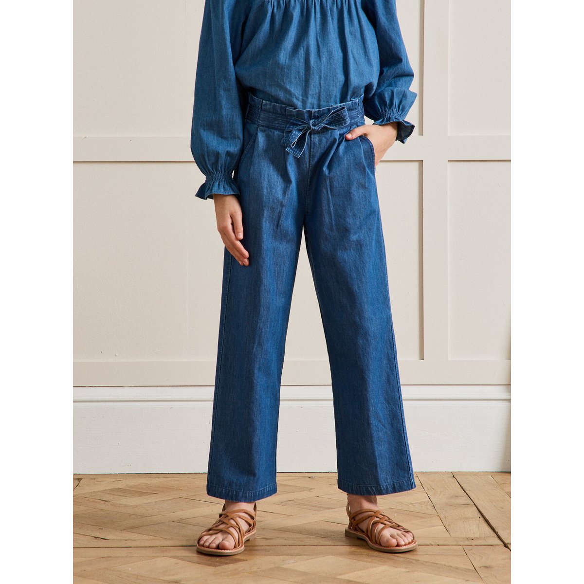Pantalon large en denim light denim brut, CYRILLUS