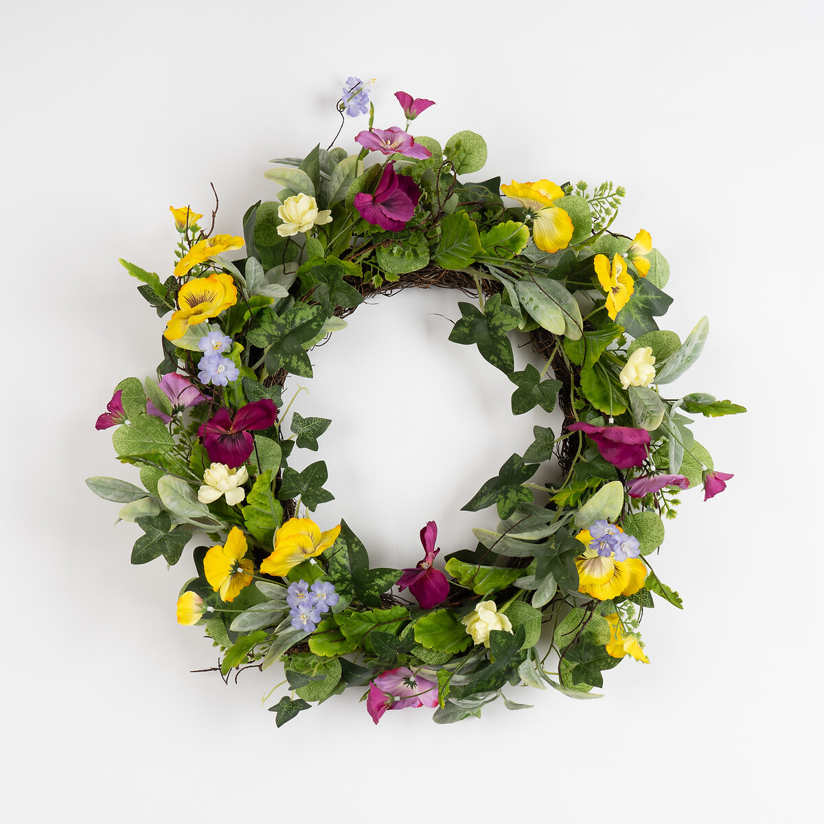 55cm Spring Floral Pansy Wreath multi-coloured, SO'HOME