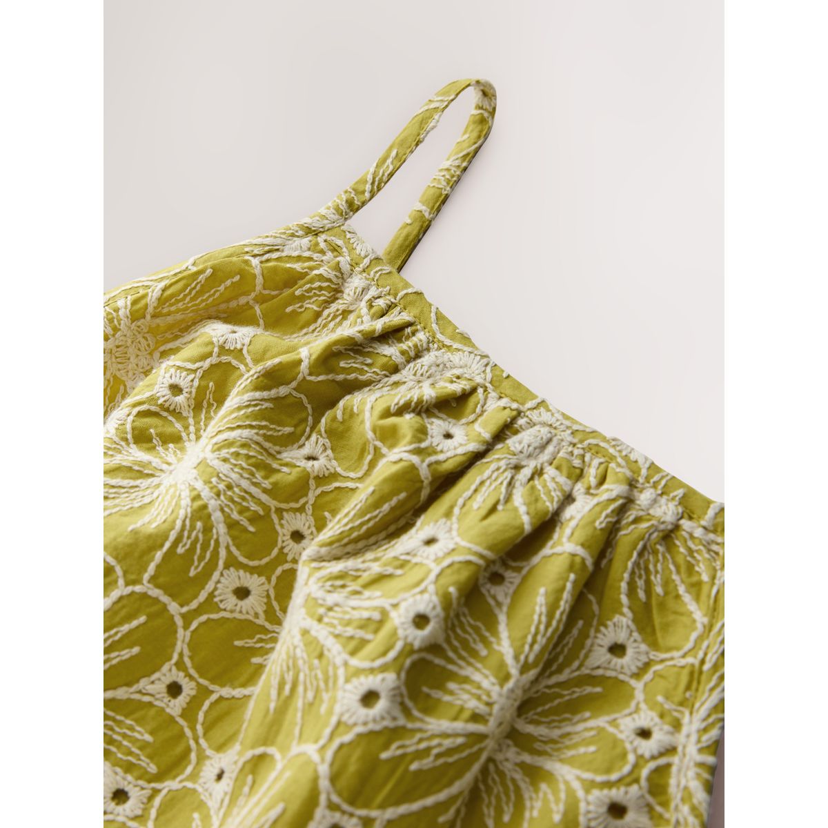 Robe d'été brodée à bretelles chartreuse, NEXT