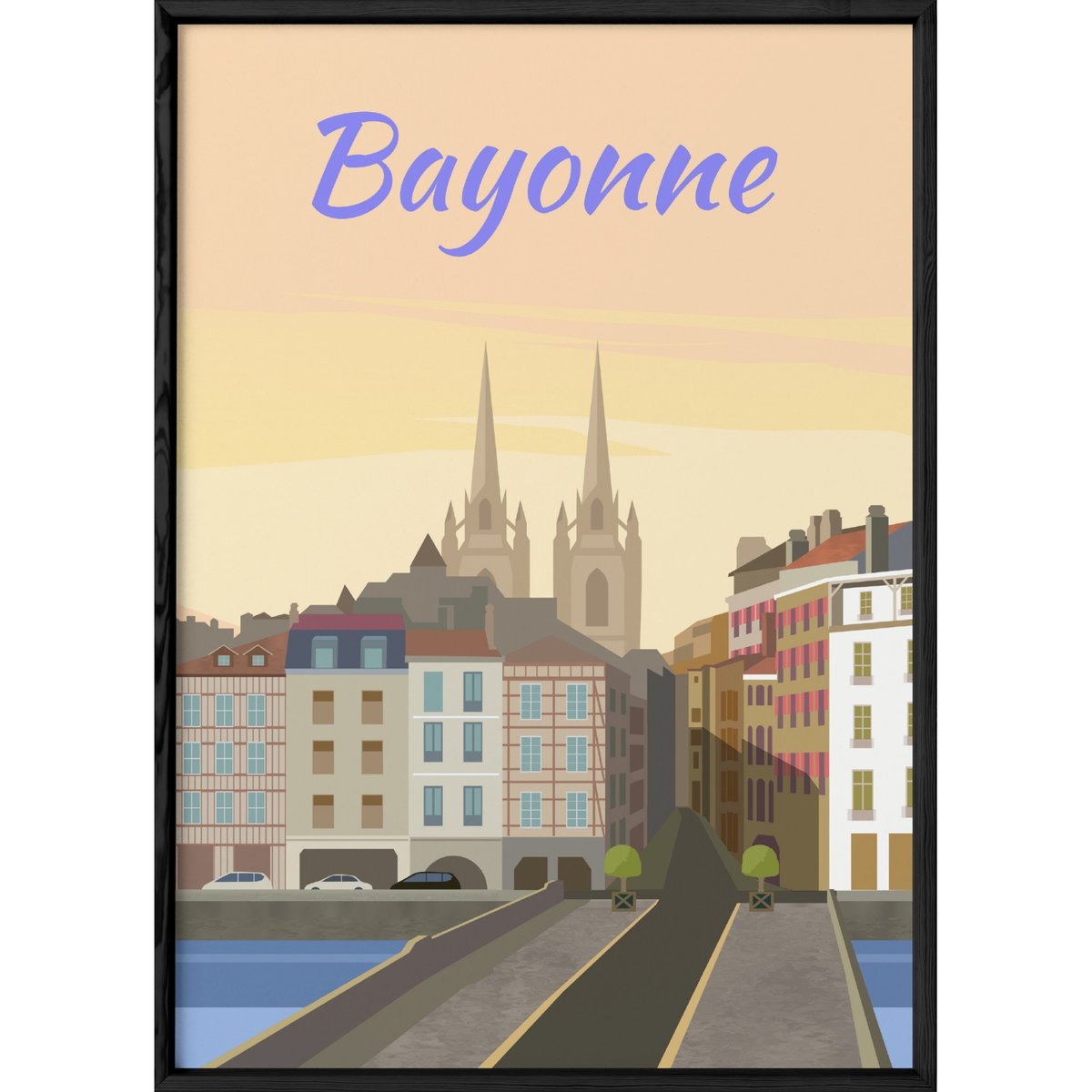 Affiche ville Bayonne blanc, L'AFFICHERIE