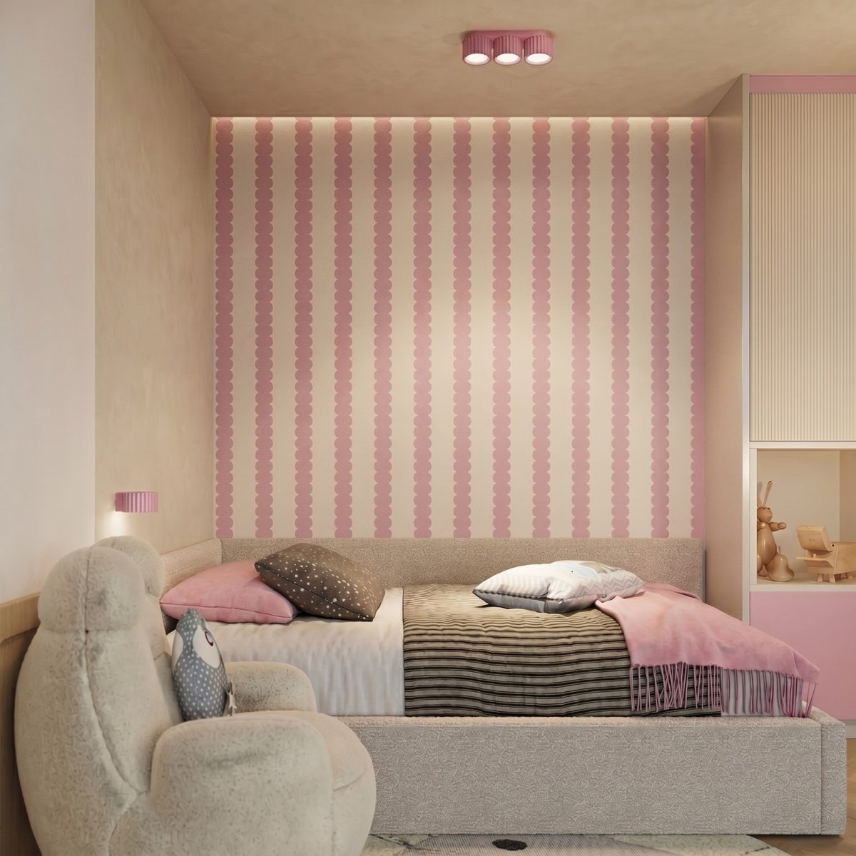 Plafonnier Aluminium Rose Gx53 3 AURA rose, EDEN