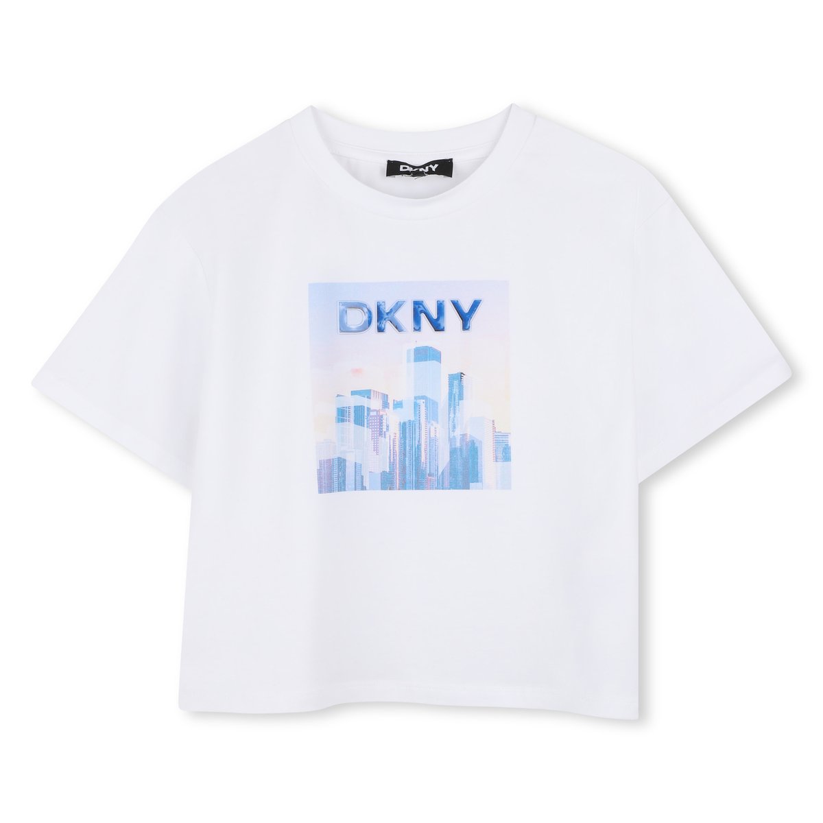 Tee-shirt manches courtes blanc bleu, DKNY