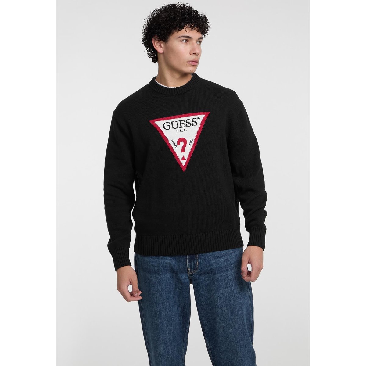 Pull Grand Triangle Iconique noir, GUESS