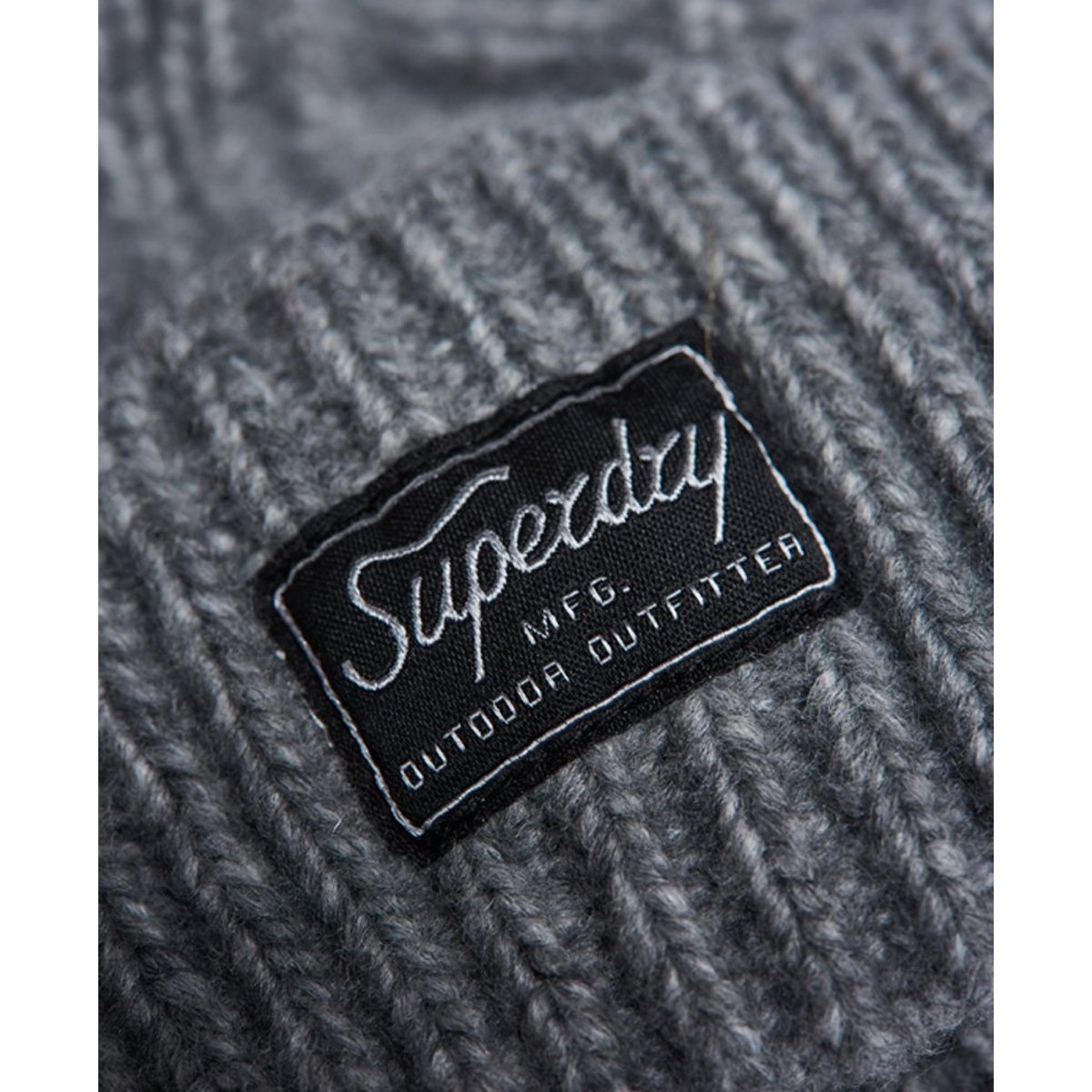 Bonnet en maille torsadée Lux gris clair chiné, SUPERDRY