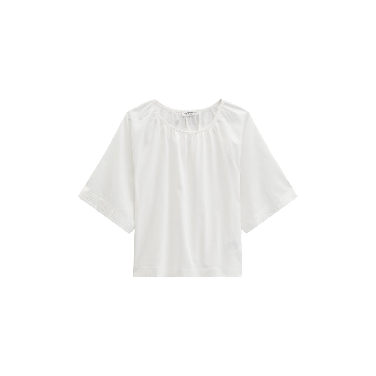 T-shirt large en mélange de matériaux blanc naturel, MARC O'POLO
