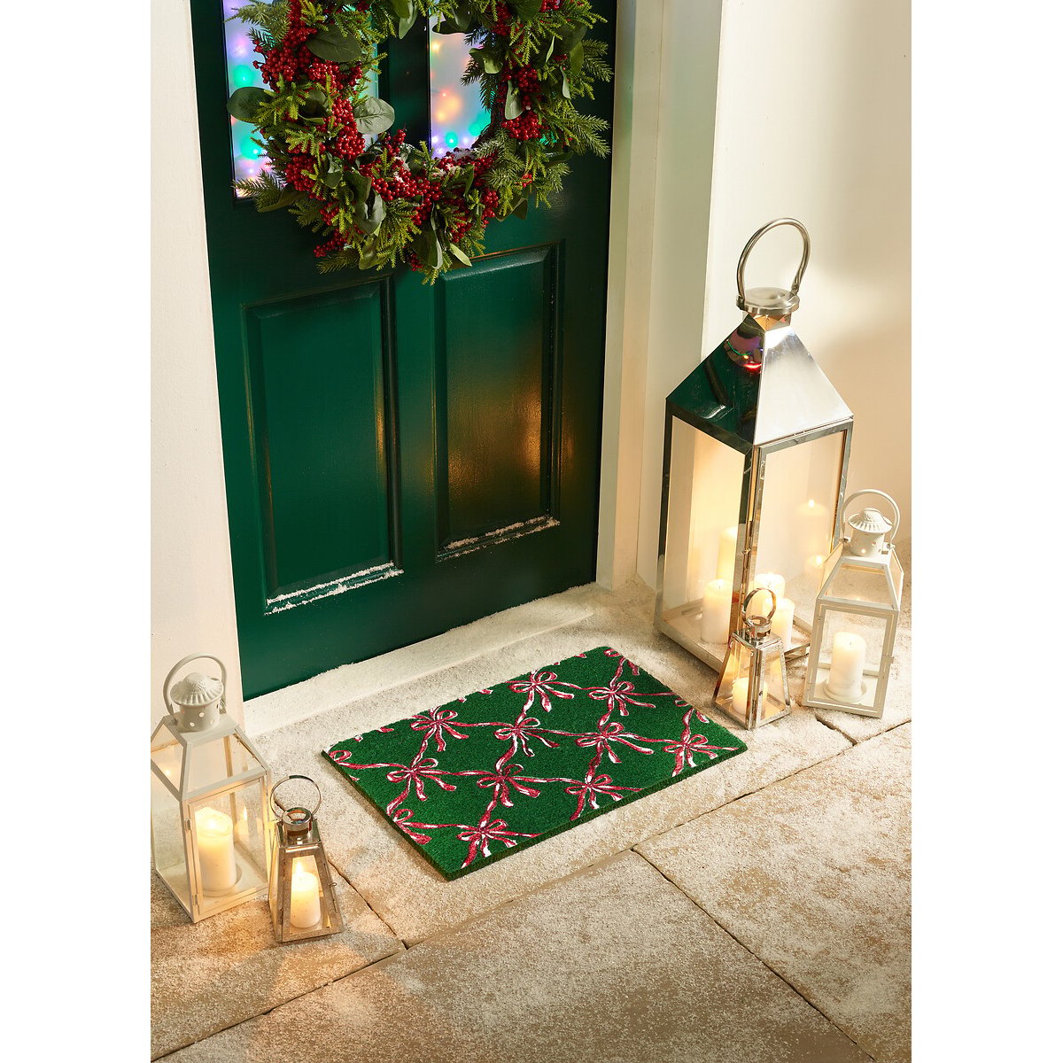 Christmas Festive Bows Coir Doormat multi-coloured, MY MAT