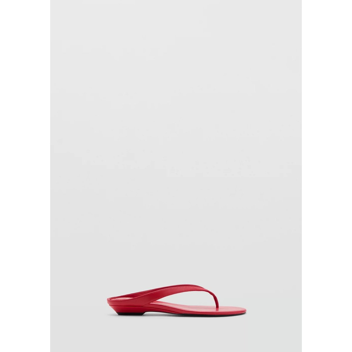 Sandales compensées cuir rouge, MANGO