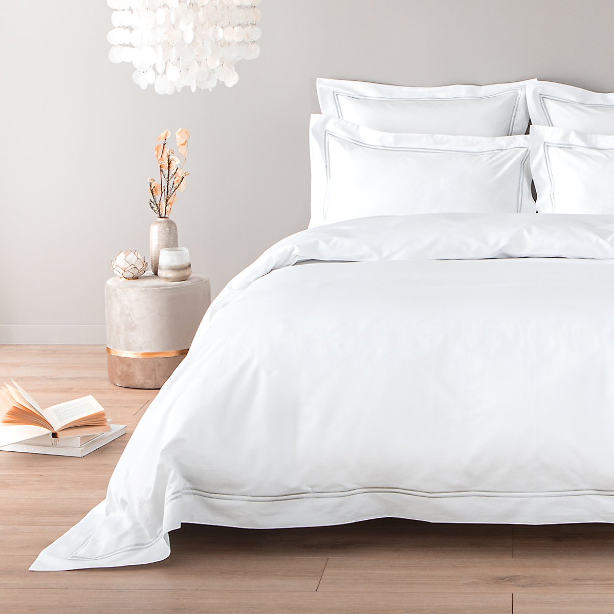 Drap plat satin de coton égyptien 320 fils - 800tc CAP FERRAT blanc, COTTON & CO