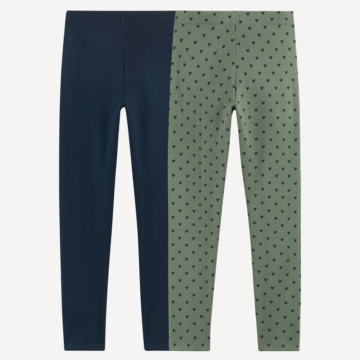 Set van 2 warme leggings marine + groene print, LA REDOUTE COLLECTIONS