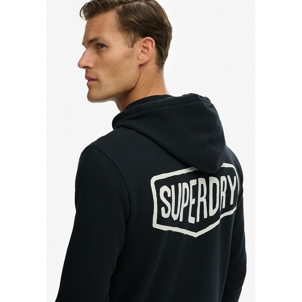 Sweat à capuche ample Work Tab noir, SUPERDRY
