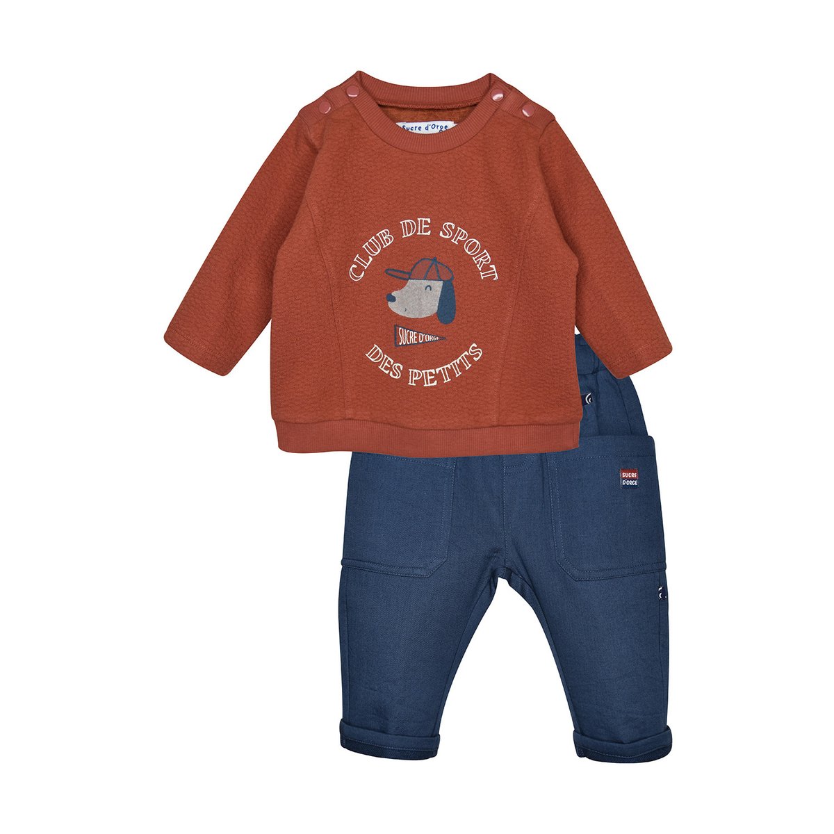 Ensemble sweat pantalon en maille pavel rouge, SUCRE D'ORGE