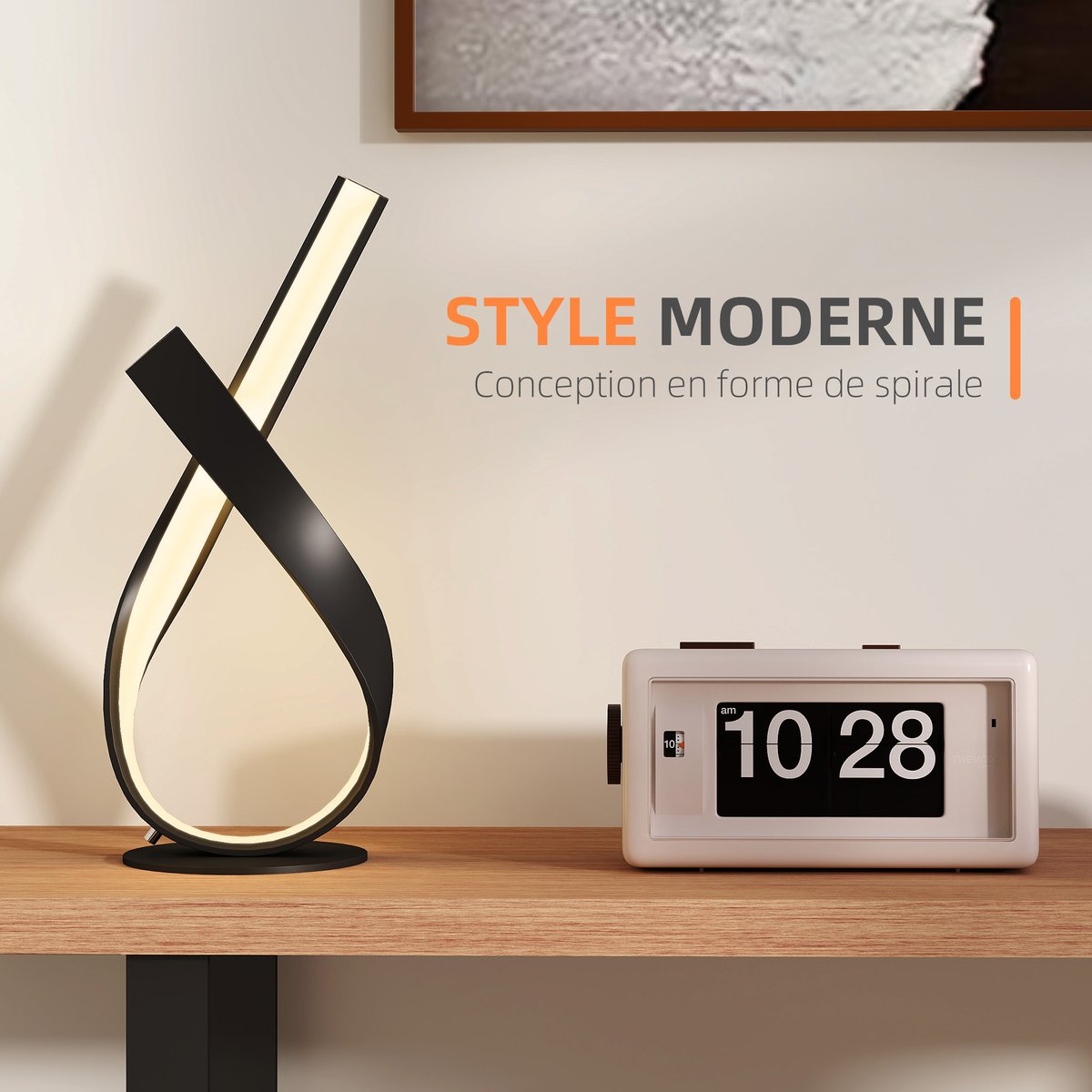 Lampe de table Aluminium Noir noir, HOMCOM