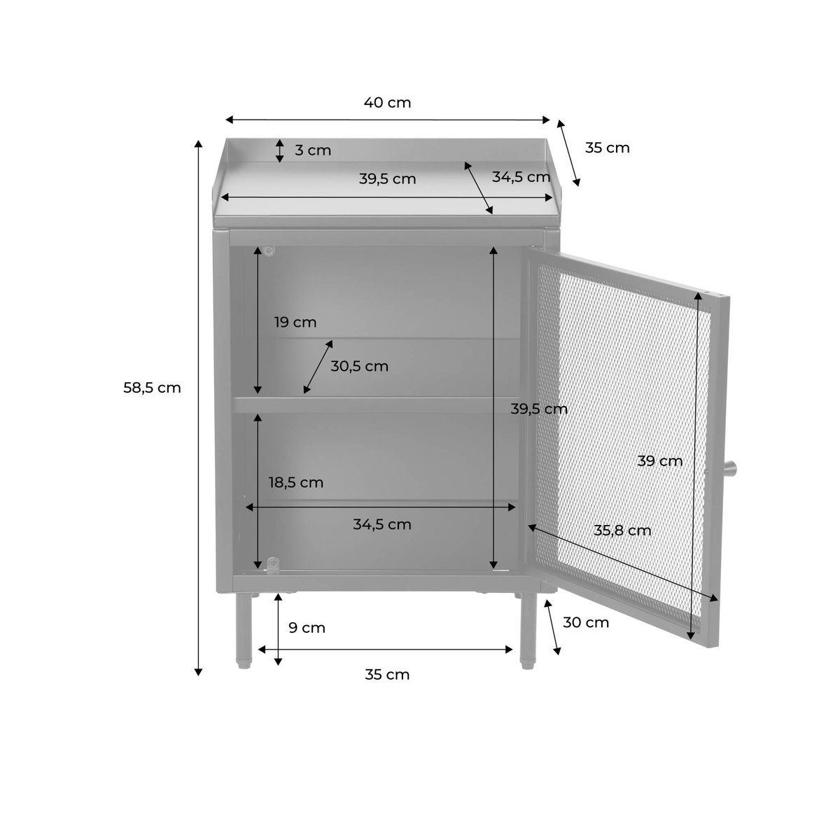 Table de chevet industrielle métal 1 porte  OHIO bleu, SWEEEK