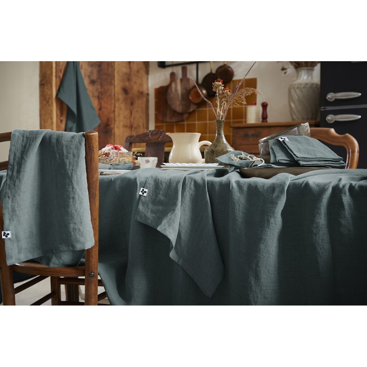 3 Serviettes de table en lin Soline caramel, EDEN