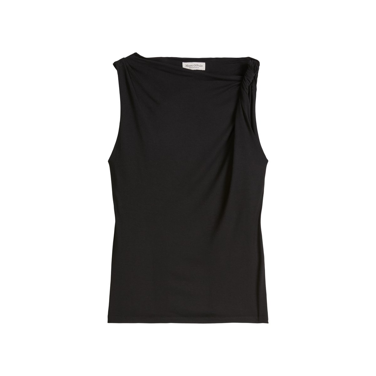 Débardeur en jersey slim avec support torsadé noir, MARC O'POLO