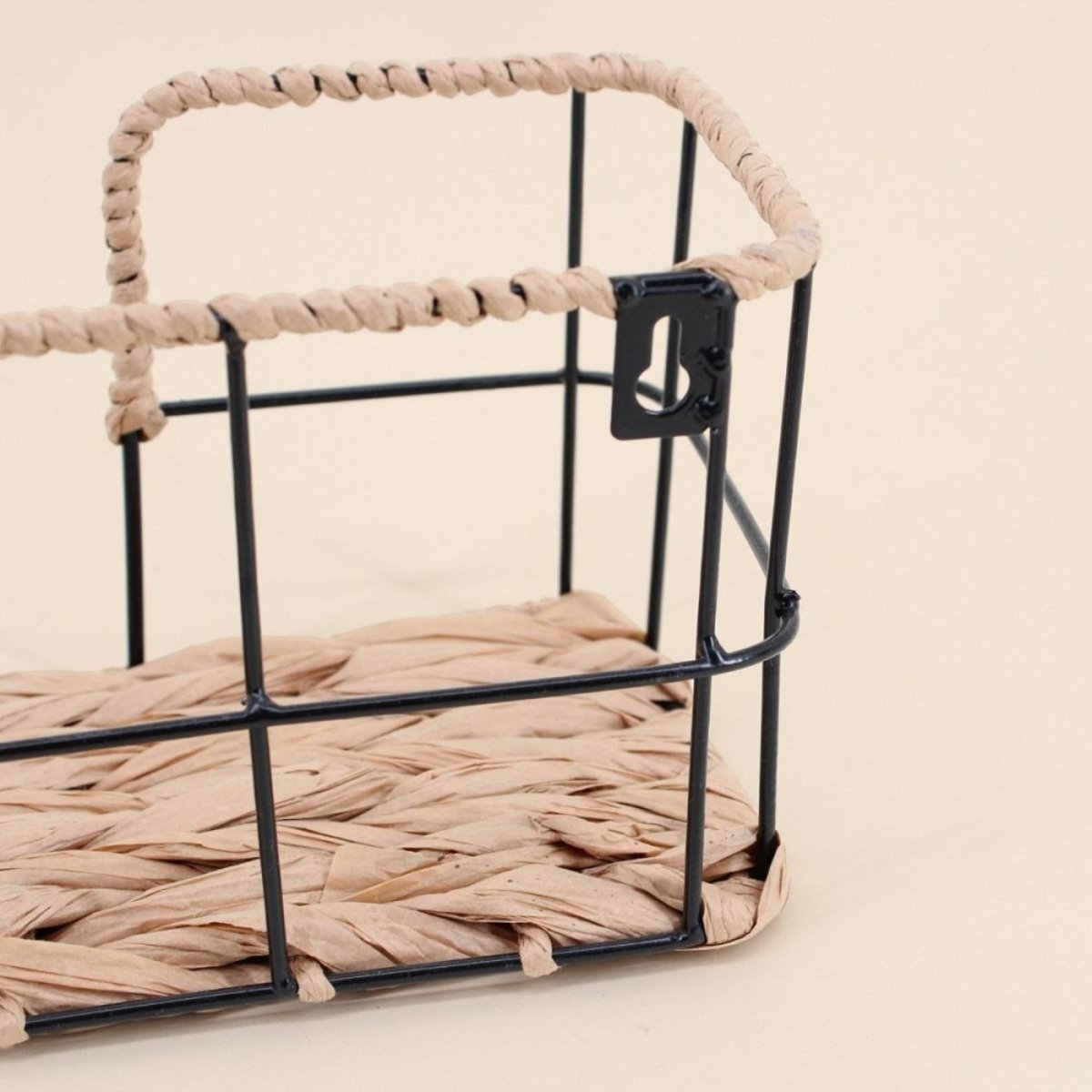 Etagère murale en corde et métal 55cm noir, ORNAMI