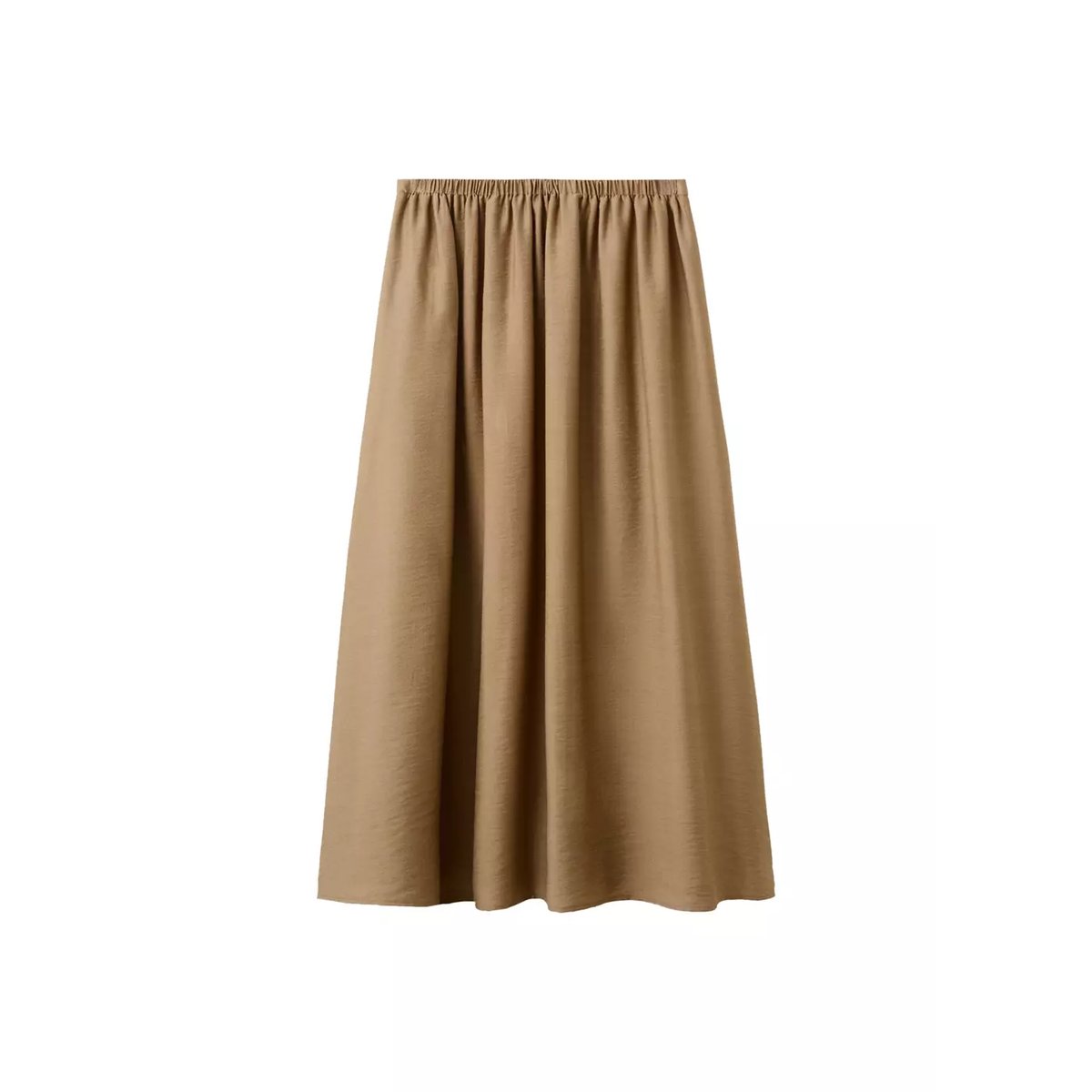 Jupe midi froncée marron, MANGO
