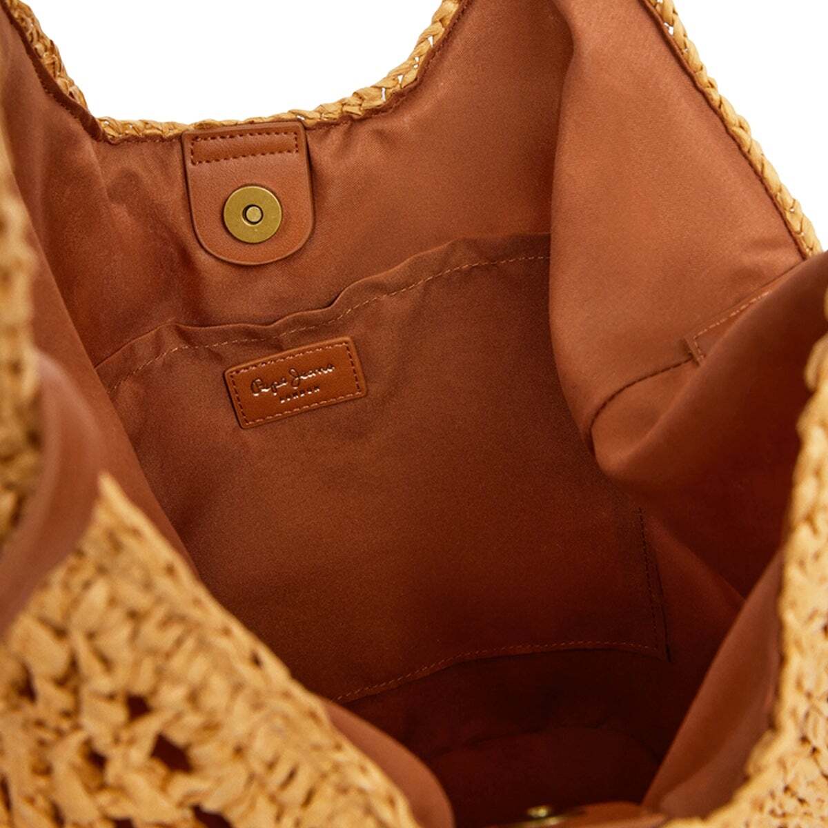 Sac Cabas En Raphia jaune fonte, PEPE JEANS