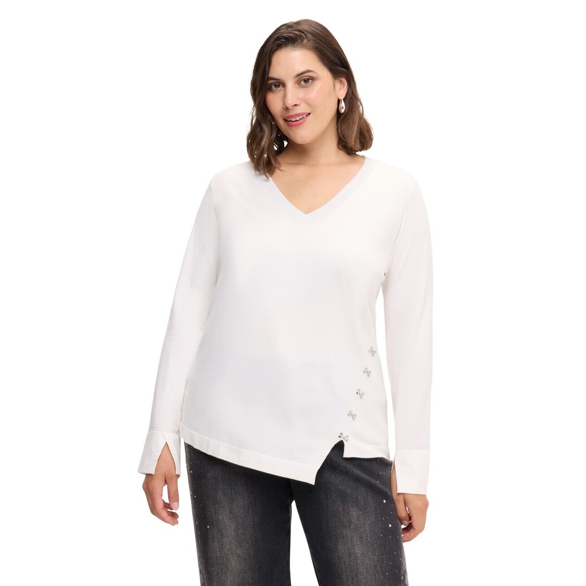 Pull avec applications métalliques blanc, FIORELLA RUBINO