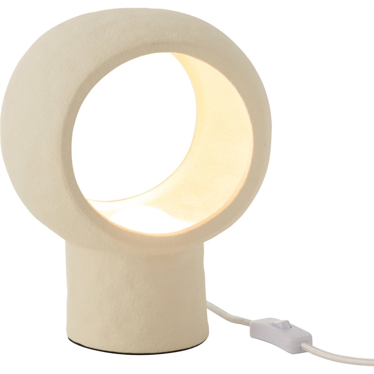 Lampe cercle en pierre format organique globe beige pierre naturel, RECOLLECTION