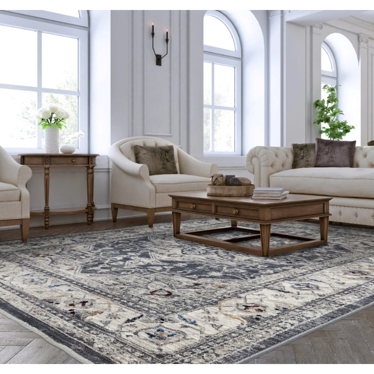 Tapis salon et chambre style orient REYES noir, NOVATREND