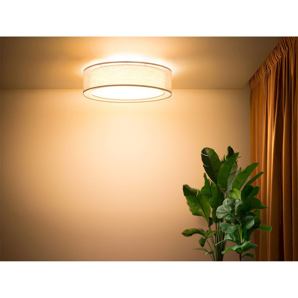 Plafonnier rond en tissu Puro beige tissu semi transparent, BPS KONCEPT