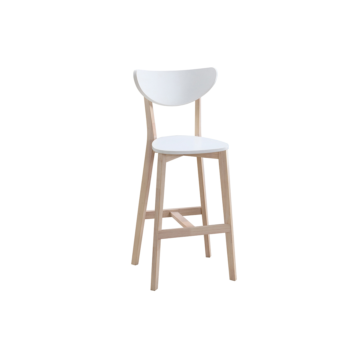 Tabourets de bar scandinaves blanc et bois 75 cm (lot de 2) LEENA blanc, MILIBOO