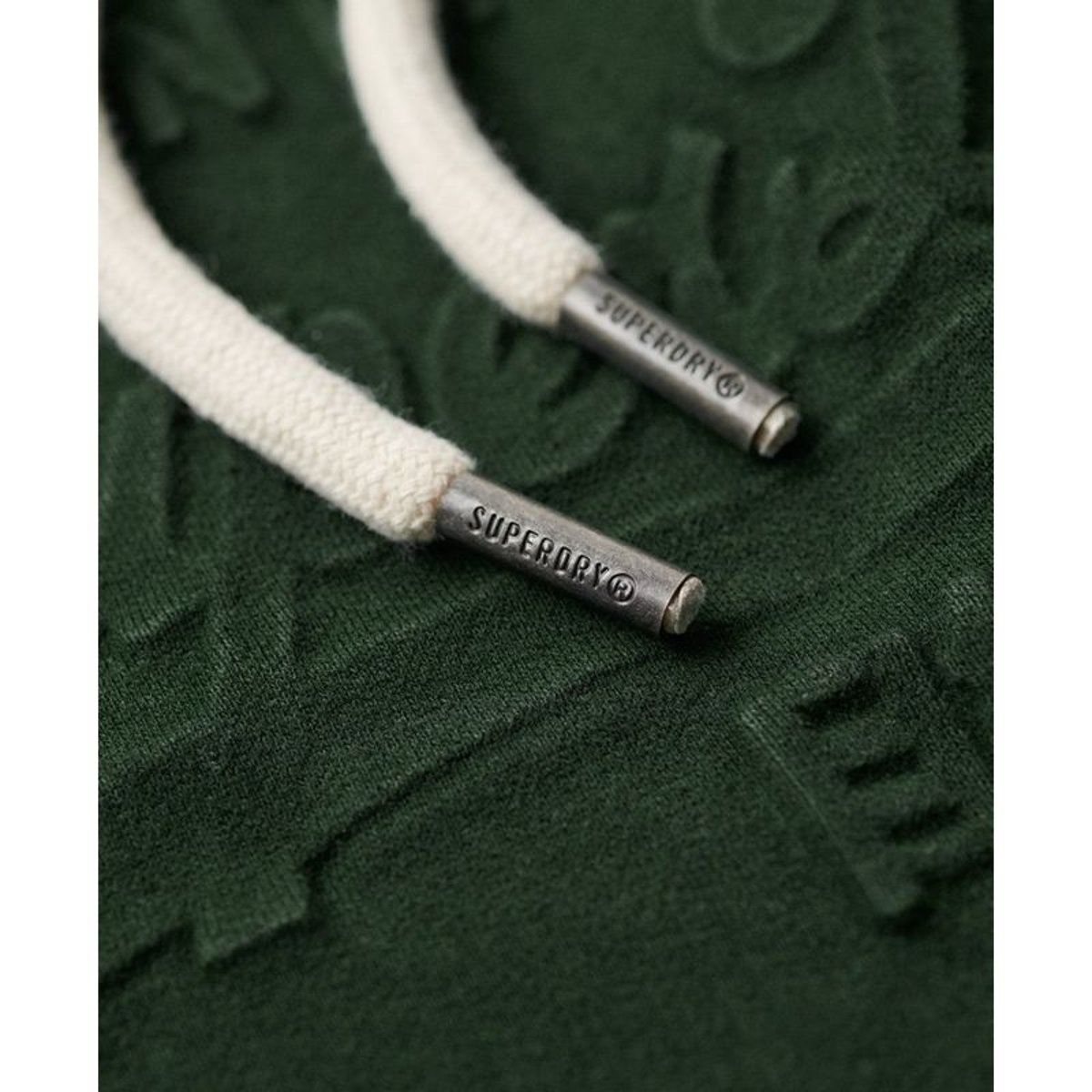 Sweat à capuche et logo vintage en relief vert émail, SUPERDRY