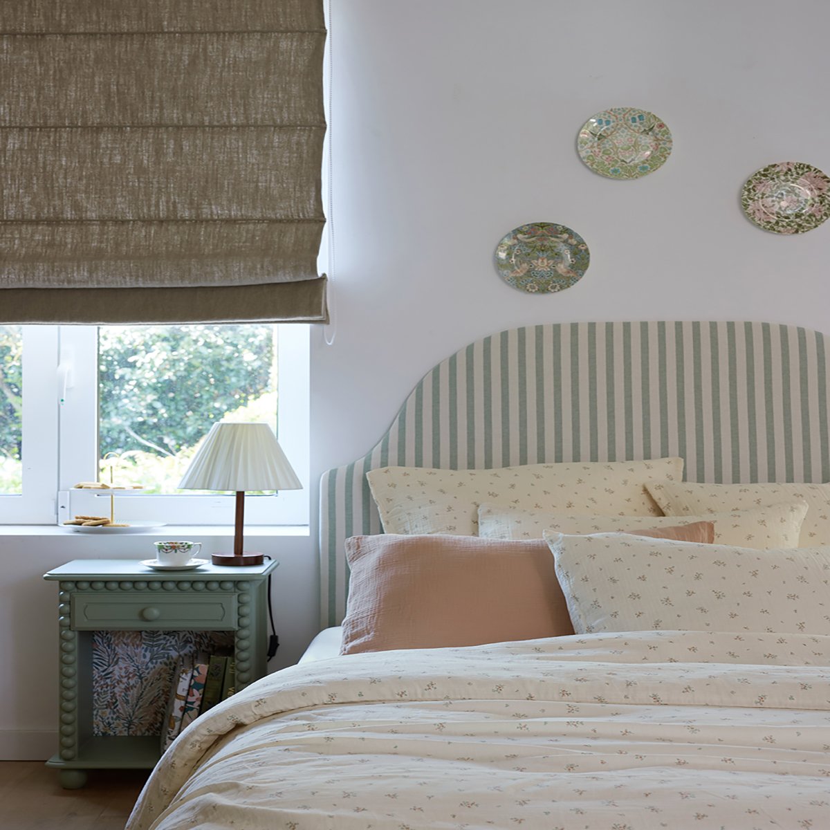 Parure de lit imprimée en gaze de coton, taies rectangles, SEMIS FLEURI beige clair, ESSIX