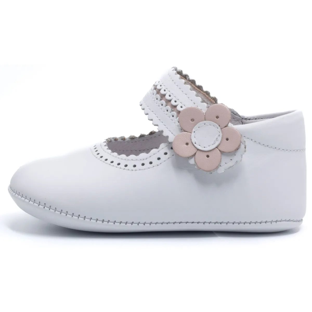 Boni Charlotte - Chaussons bébé fille en cuir souple blanche, BONI&SIDONIE