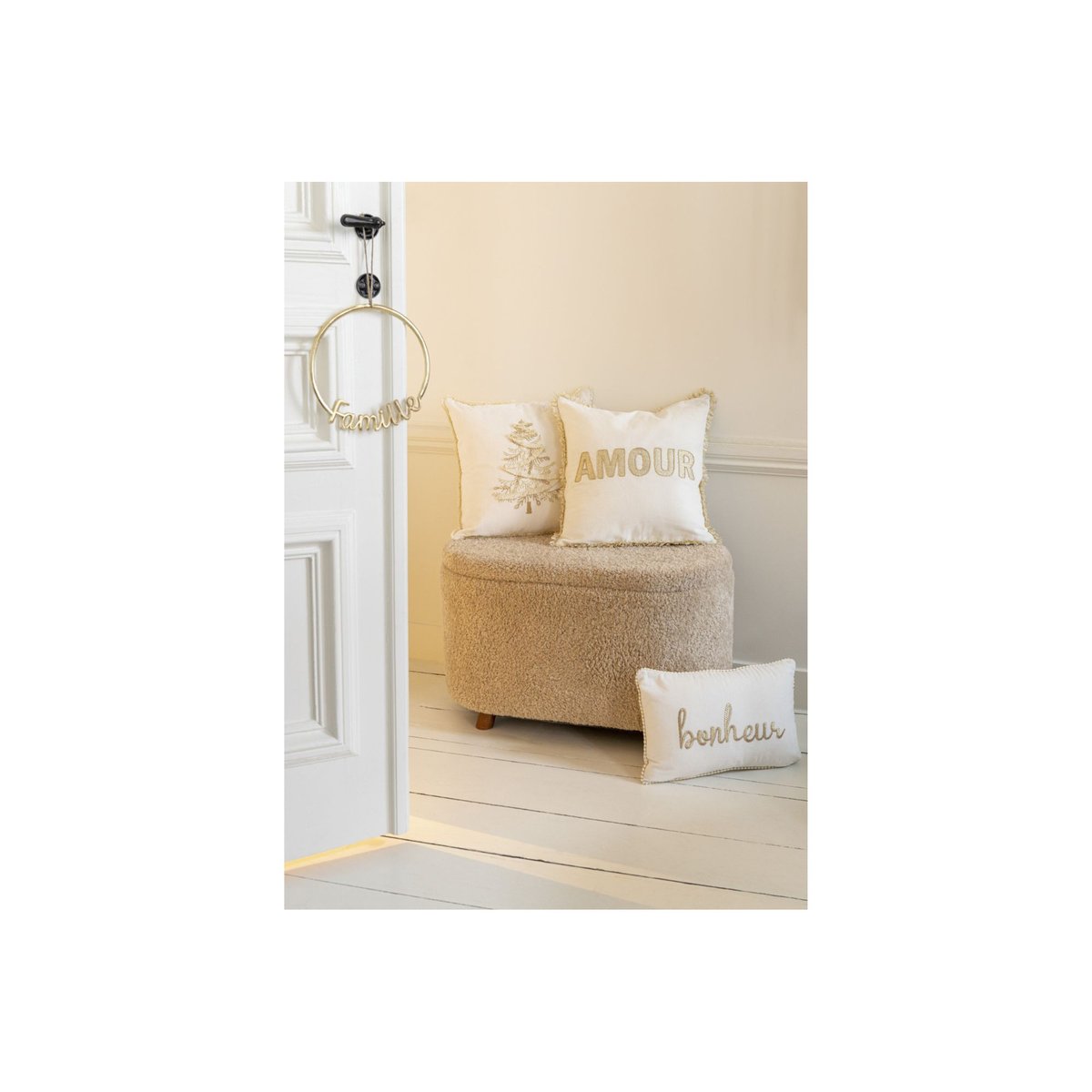 Banc coffre 1 place en tissu peluche beige L80 - GRIZZLY beige, HELLIN, DEPUIS 1862