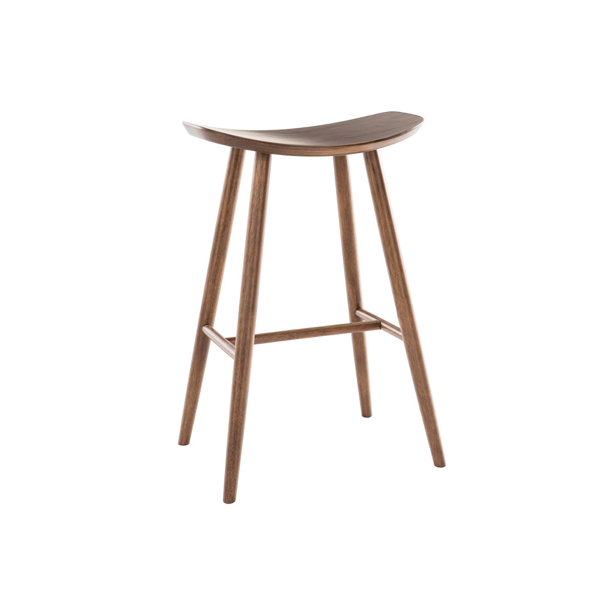 Tabouret de bar design en bois H72 cm DEMORY marron, MILIBOO