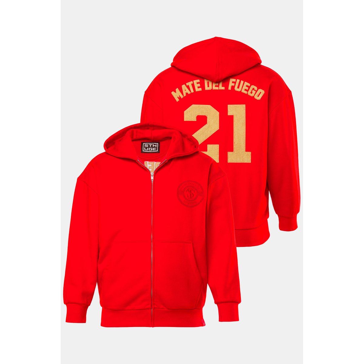 Sweat-shirt à capuche rouge, STHUGE