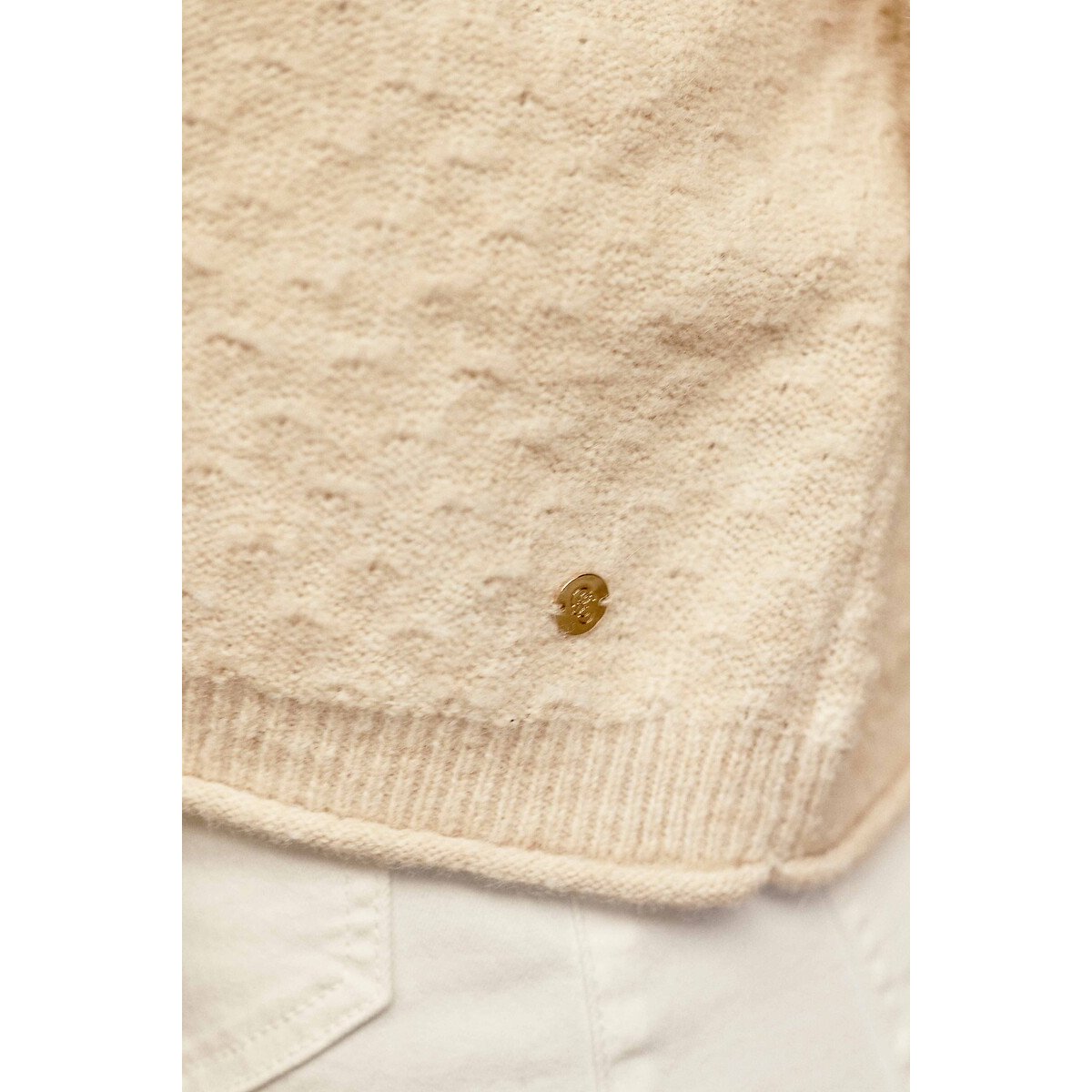 Mossy Detailed Knit Crew Neck Jumper light beige, LA PETITE ETOILE