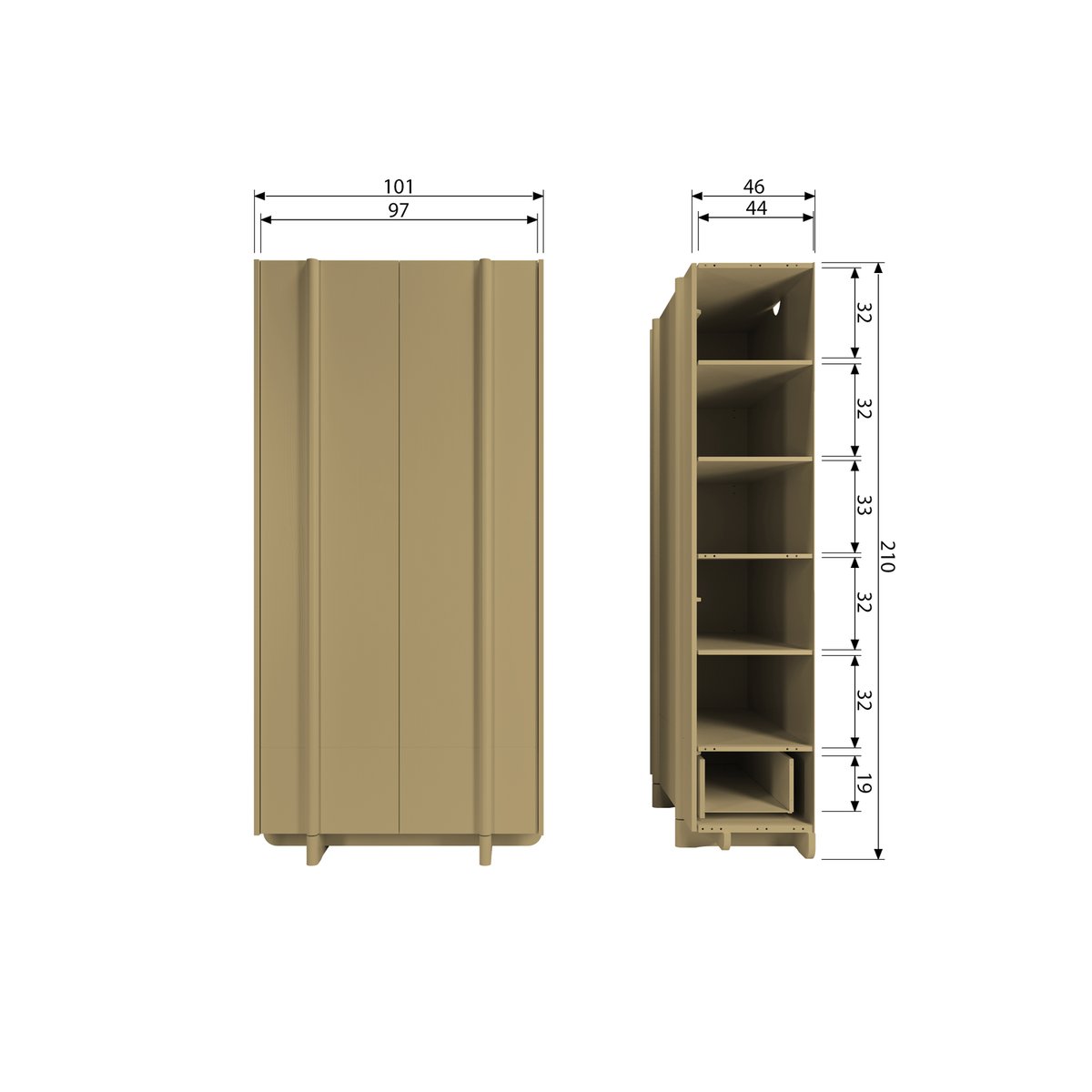 Armoire de rangement en pin BASU moss, WOOOD