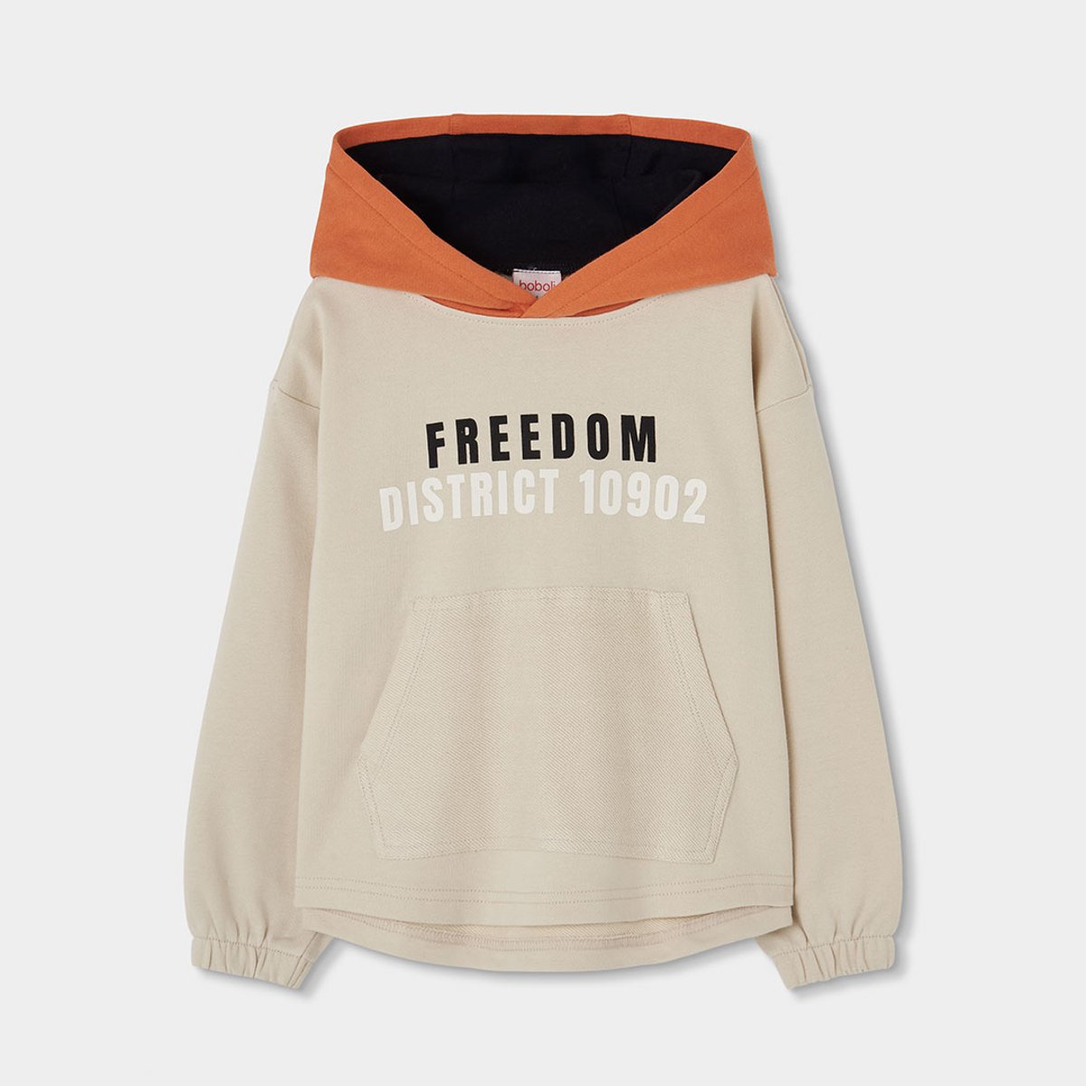 Sweat-shirt garçon molleton à capuche Freedom beige, BOBOLI