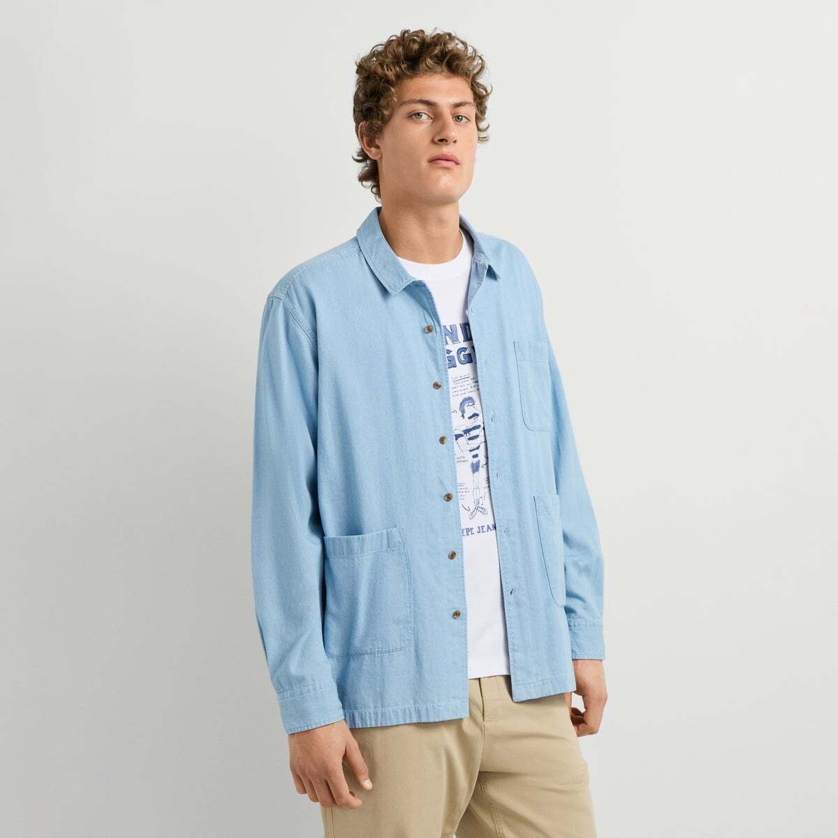 Surchemise En Denim Coupe Décontractée bleu clair, PEPE JEANS