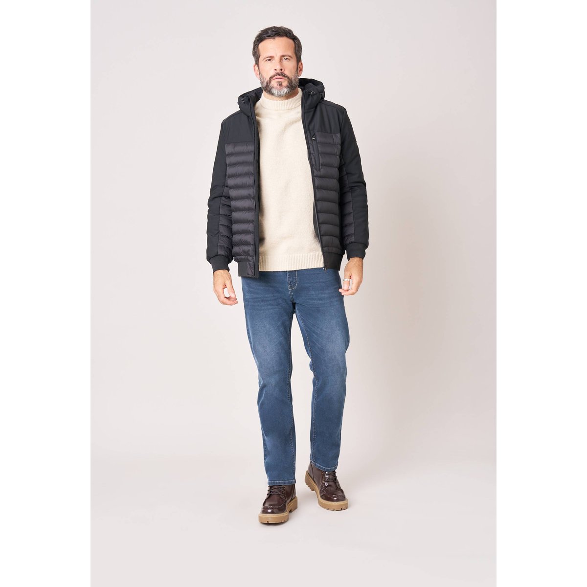 Blouson homme bi-matière MENTOR black, DEELUXE