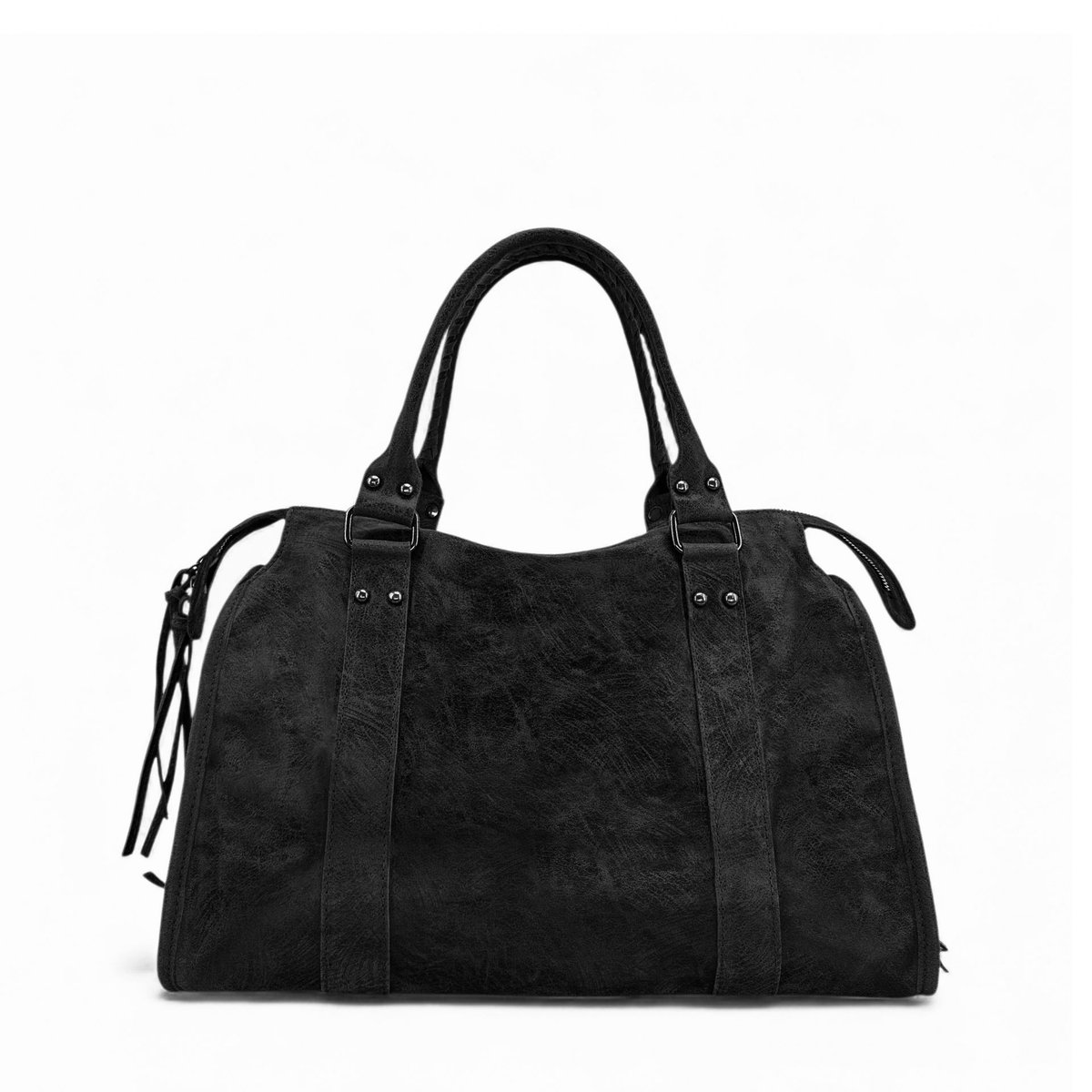 Sac à main en cuir brossé SANDSTORM SILVER noir, OH MY BAG