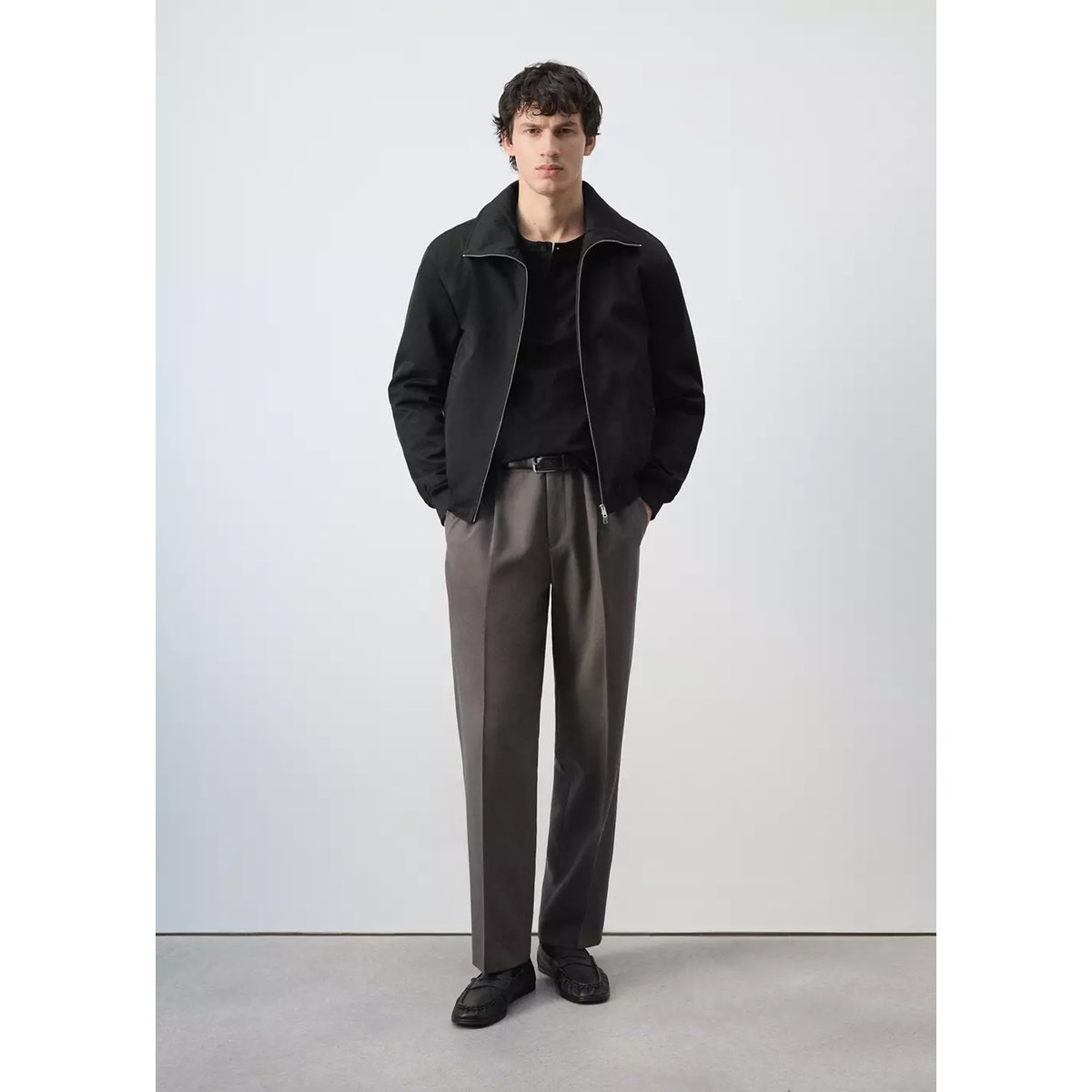 Veste matelassée col cheminée noir, MANGO MAN