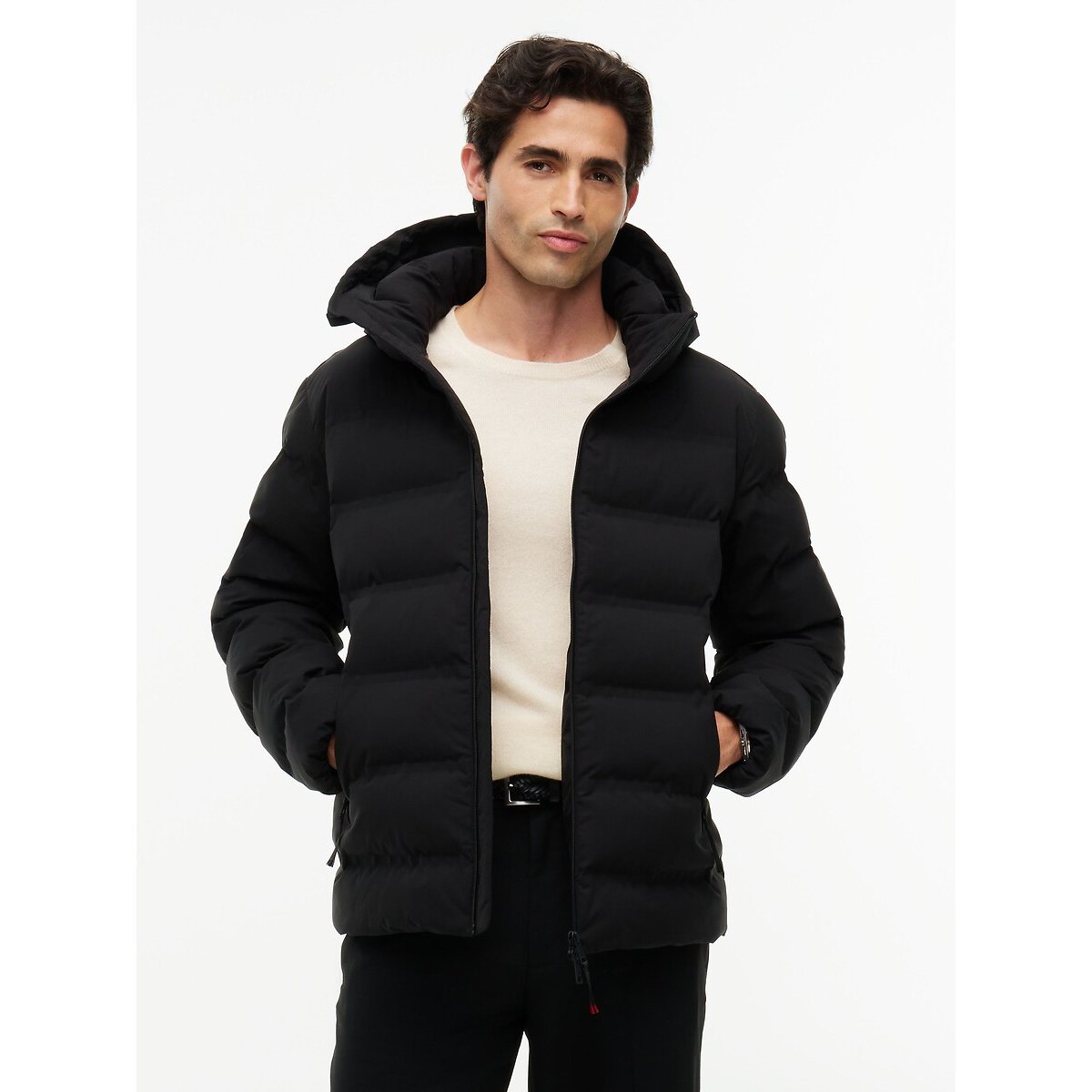 Piumino con cappuccio nero , TOMMY HILFIGER