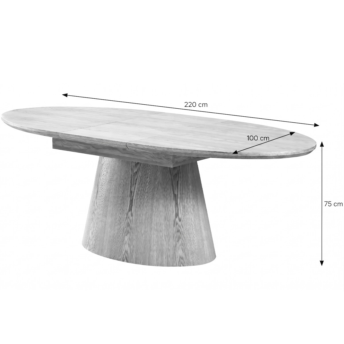 Table à manger extensible ovale 6/8 personnes - ORA chêne clair / travertin, HOMIFAB