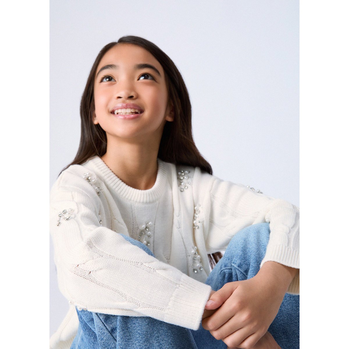 Pull avec broderies bijoux blanc, LIU JO