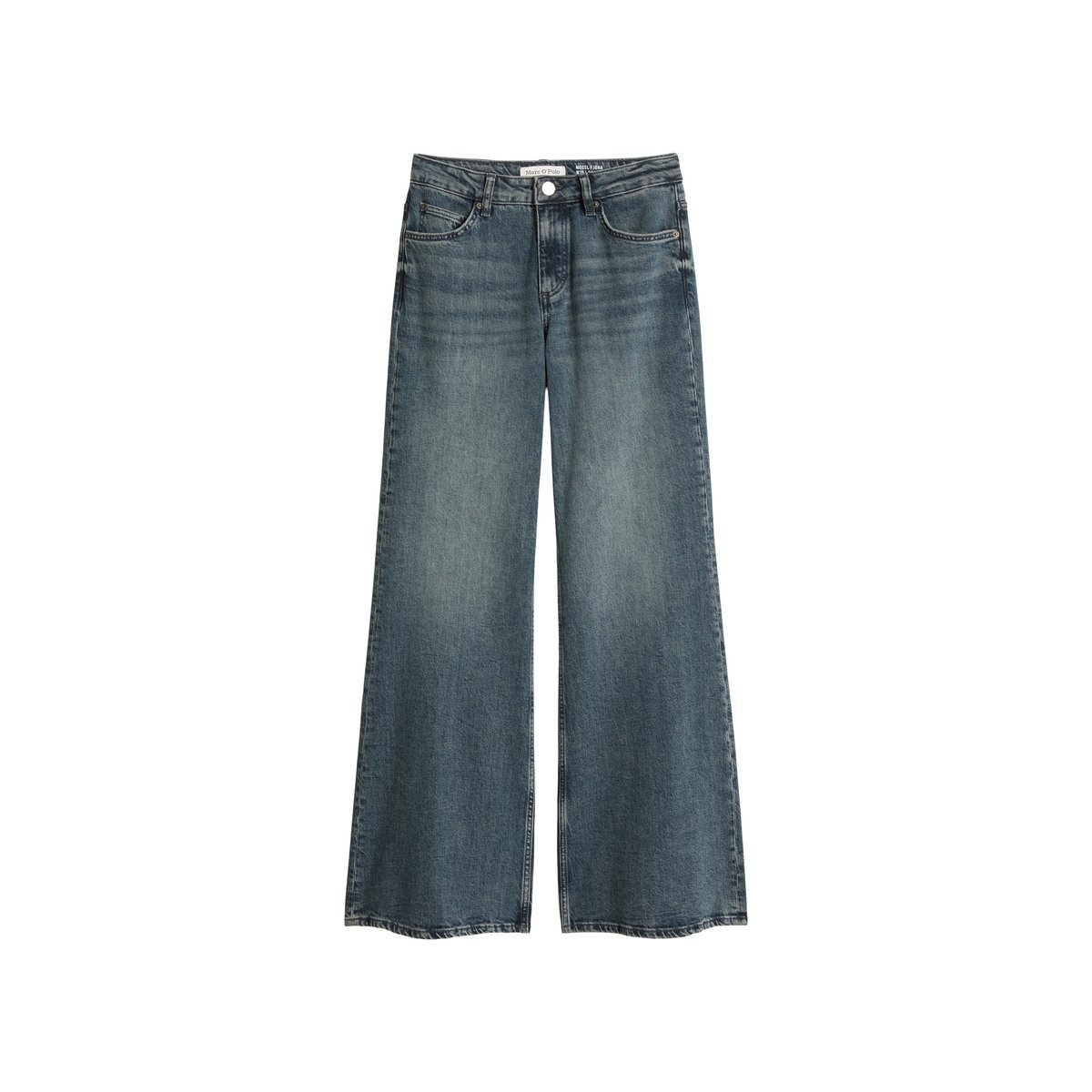 Jeans modèle Fjona évasés en un mélange doux de coton et de lyocell gris, MARC O'POLO